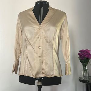 Country Road Made in Australia Silk Blouse Champagne Size L NWT
